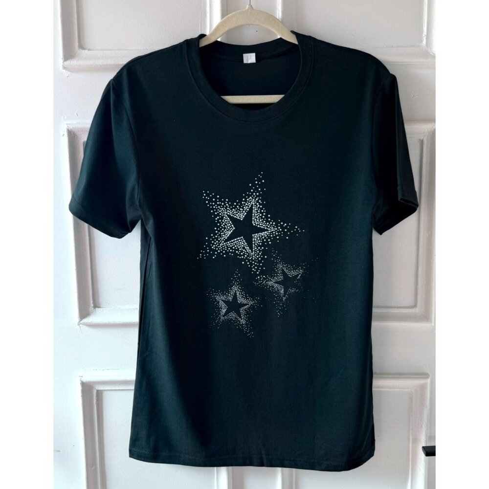 Theater Star Graphic T Shirt Size S Black Cotton Short Sleeve Top Spacecore - Picture 2 of 12